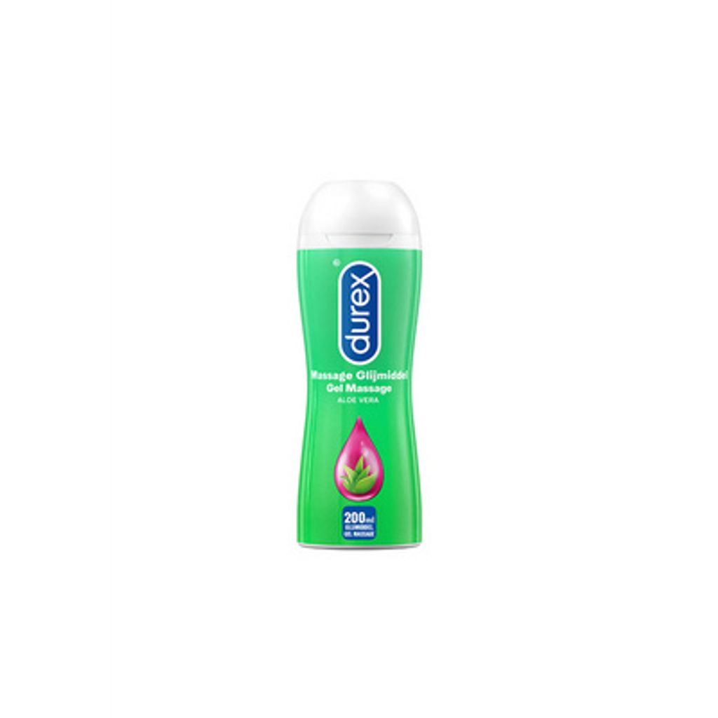 A bottle of Durex massage gel with aloe vera.