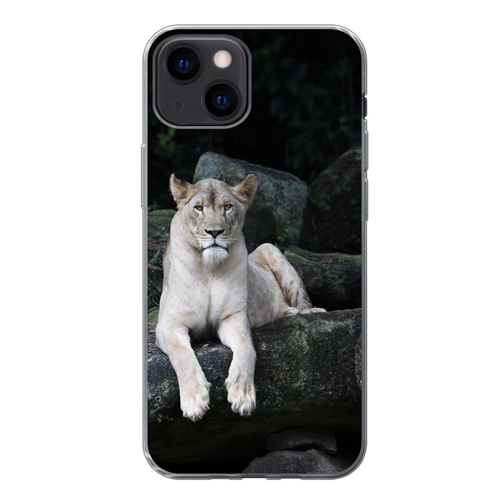MuchoWow Handyhülle Schutzhülle Hülle für iPhone 13 mini Löwe - Wilde Tiere - Porträt Silikon Softcase Handy Hülle - Softcase