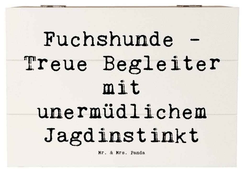 Mr. & Mrs. Panda Box Spruch Fuchshunde Treue 22 x 15 cm - Weiß - Geschenk, Holzkiste, Foxhound Aussehen, Geschenkbox, Eigenschaften, Erziehung, Ja...