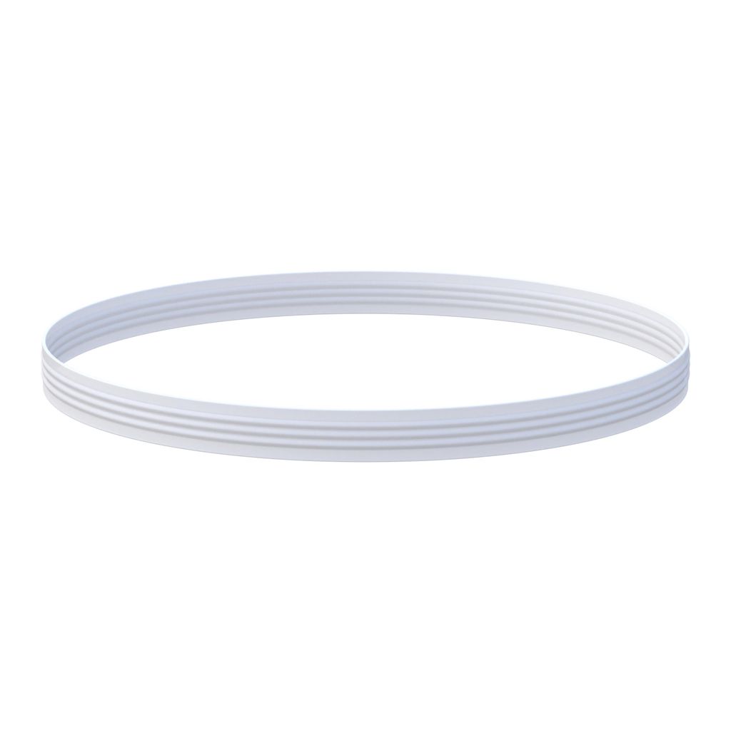 A white ring with gray stripes on a white background.