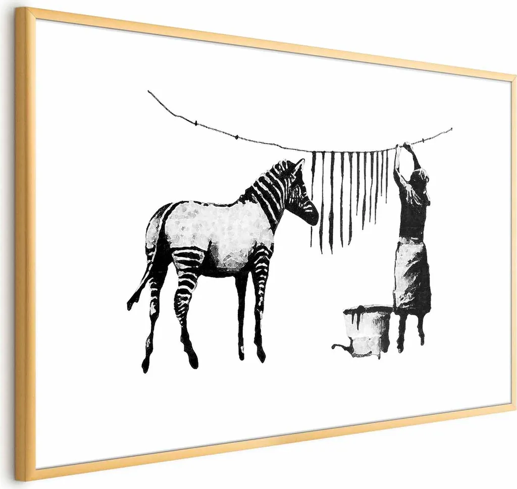 Poster Banksy: Lavanderia 60x40 cm con cornice dorata con margine