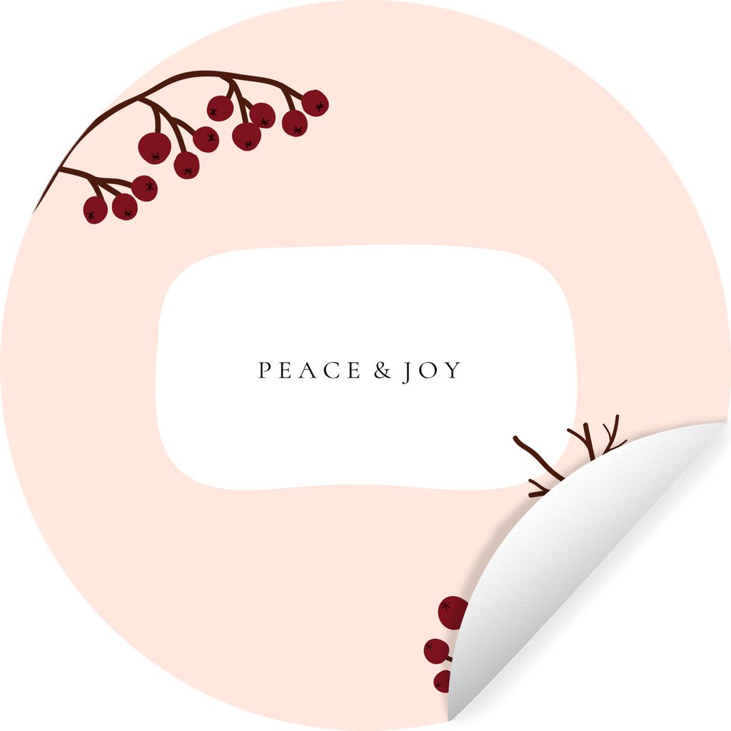 MuchoWow Runde Wandtattoo - Wandsticker Tapete Aufkleber Zitat - Beeren - Zweige Ø 50 cm Selbstklebend und Repositionierbar - Wandaufkleber - Kr...