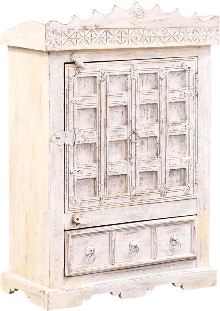 Table de nuit Marrakech Humeira blanc commode bois style boho 90cm