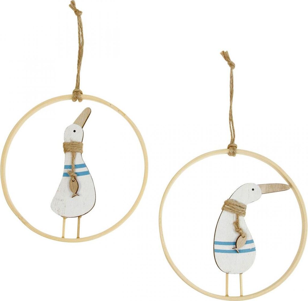 Hängedeko Fenster Dekohänger Maritime Holzkunst Ente Ø15cm 4er Set, 4 Stück