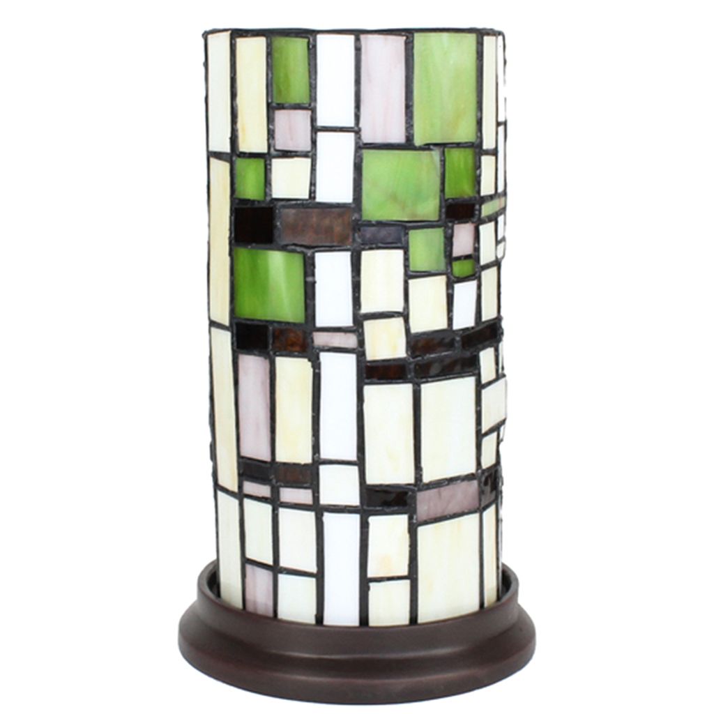 Clayre & Eef Tiffany Tischlampe Ø 15x26 cm Beige Grün Glas