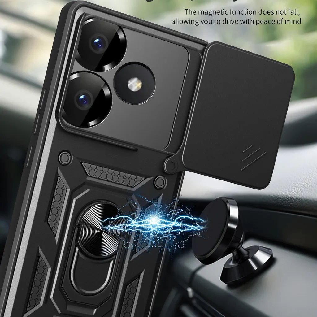 Custodia Protettiva Xiaomi Poco F6 / Redmi Turbo 3 Blu con Anello TPU - 4
