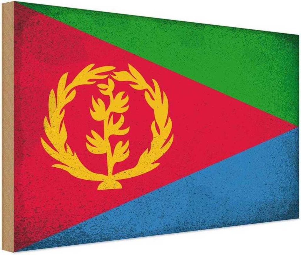 vianmo Holzschild 12x18 cm Eritrea Vintage Flagge Fahne Wappen