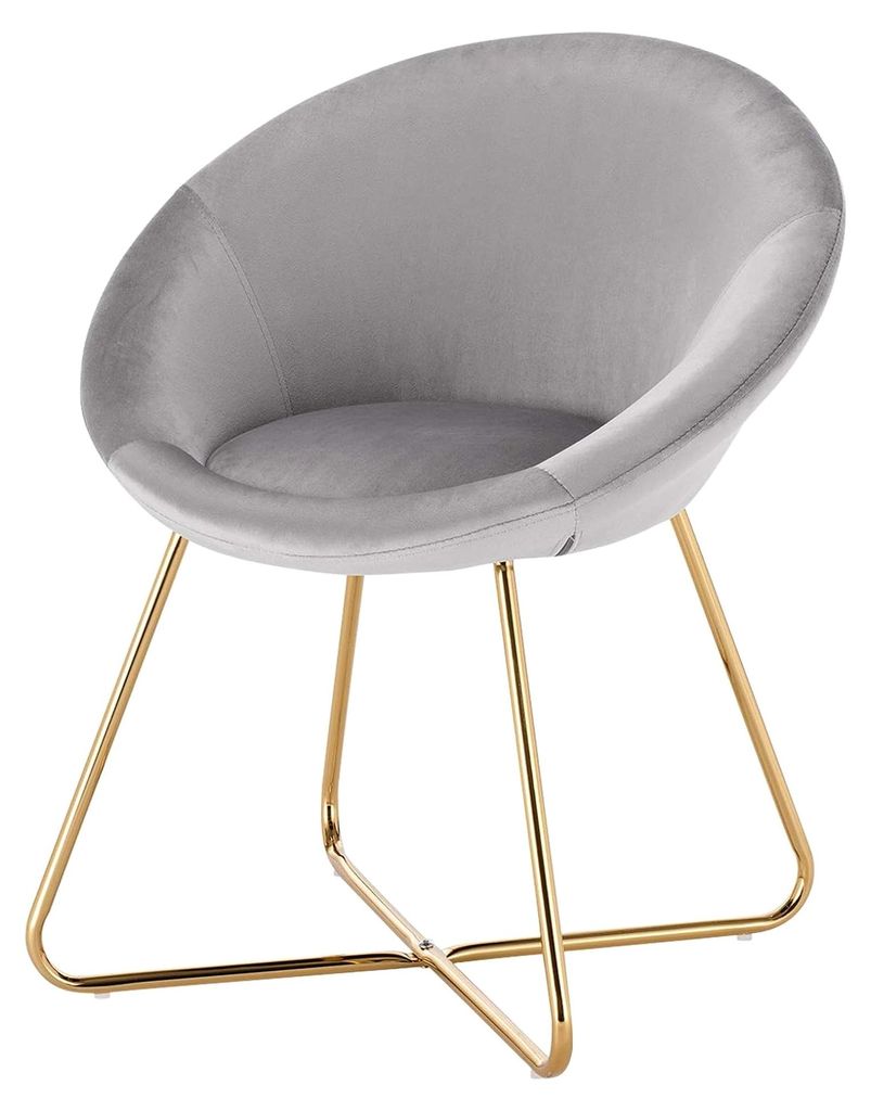 Esszimmerstuhl Küchenstuhl Polsterstuhl Skandinavisches Design Wohnzimmerstuhl Sessel Schminktisch Stuhl, Sitzfläche aus Samt, Goldene Metallbein...