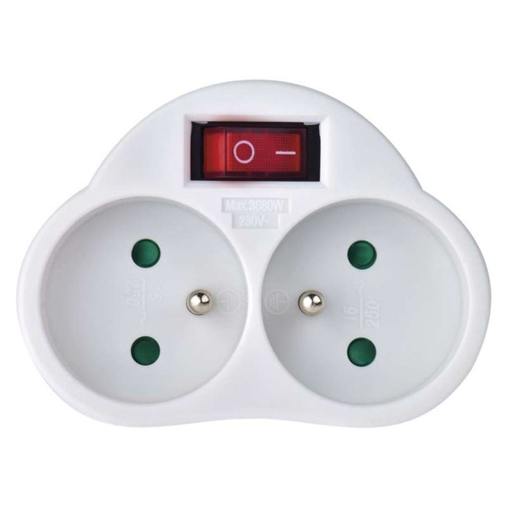 EMOS Prise 2x ronde avec interrupteur, blanc, P0062 Image du produit 