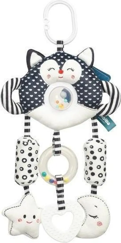 Peluche Kitty Noir et Blanc : Suspension Contrastée Multi-Supports Bébé
