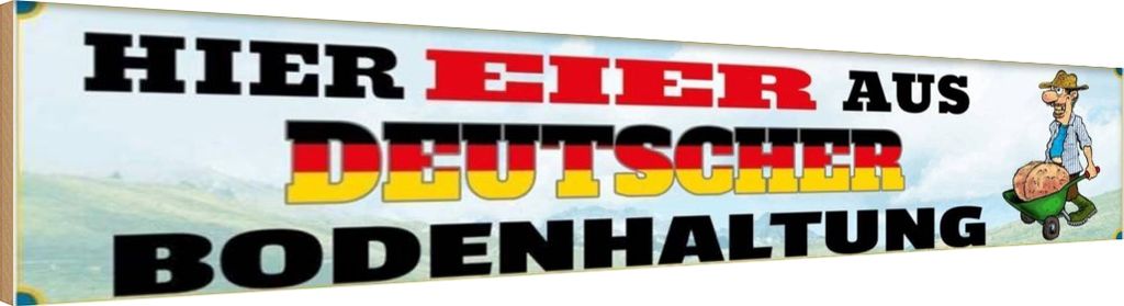 vianmo Holzschild 10x46 cm Eier aus deutscher Bodenhaltung Spruch Zitat