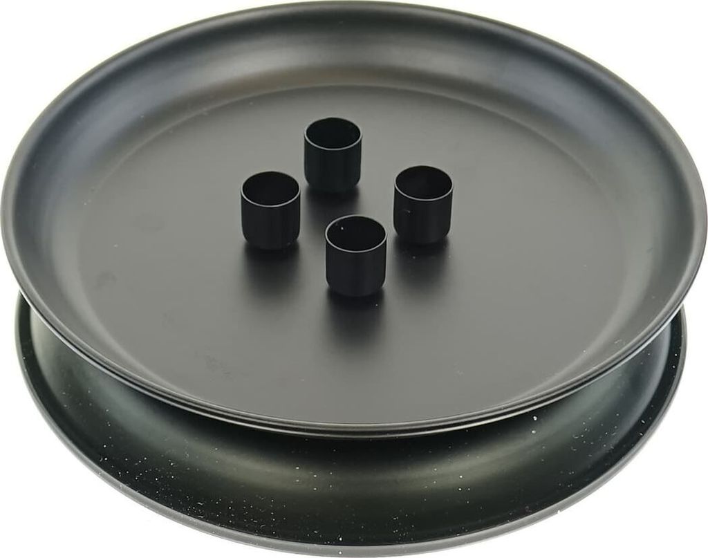 POSIWIO Deko - Teller Schwarz mit 4 Magnetkerzenhaltern Ø 18 cm - Metall