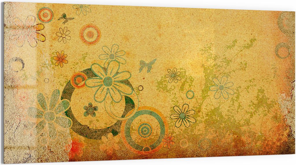 DEQORI Magnettafel Glas 100x50 cm 'Florale Patina' beschreibbar Whiteboard Pinnwand Küche