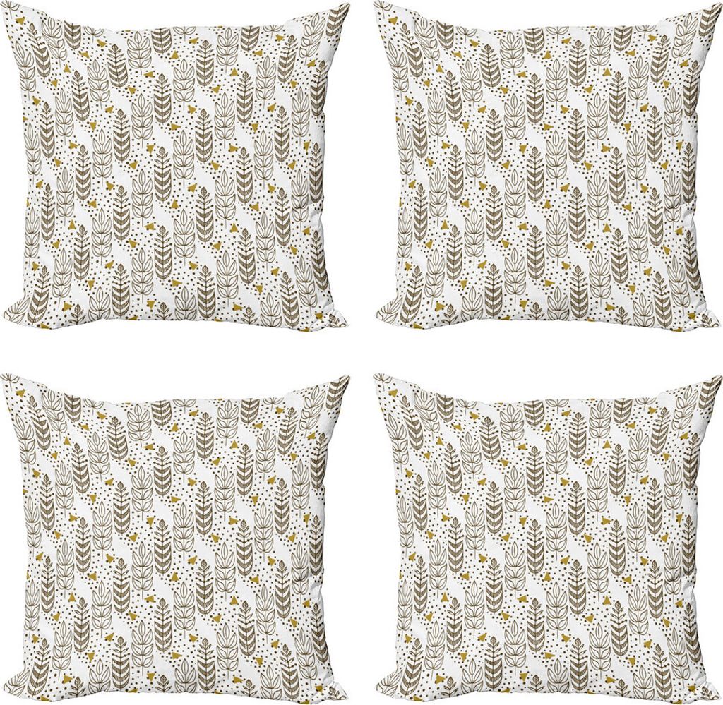 ABAKUHAUS Botanisch Kissenbezug Set (4 Stück), Triangle Zweig und Spots, Moderner Doppelseitiger Digitaldruck, 60 cm x 60 cm, Pale Kaffee Weiß Braun