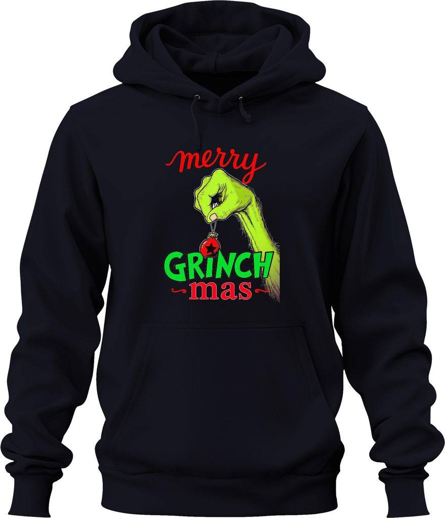merry GRINCH mas Weihnachtsgrinch Lustig Weihnachtskugel Geschenk Uni Hoodie Kapuzenpullover, Navy, L