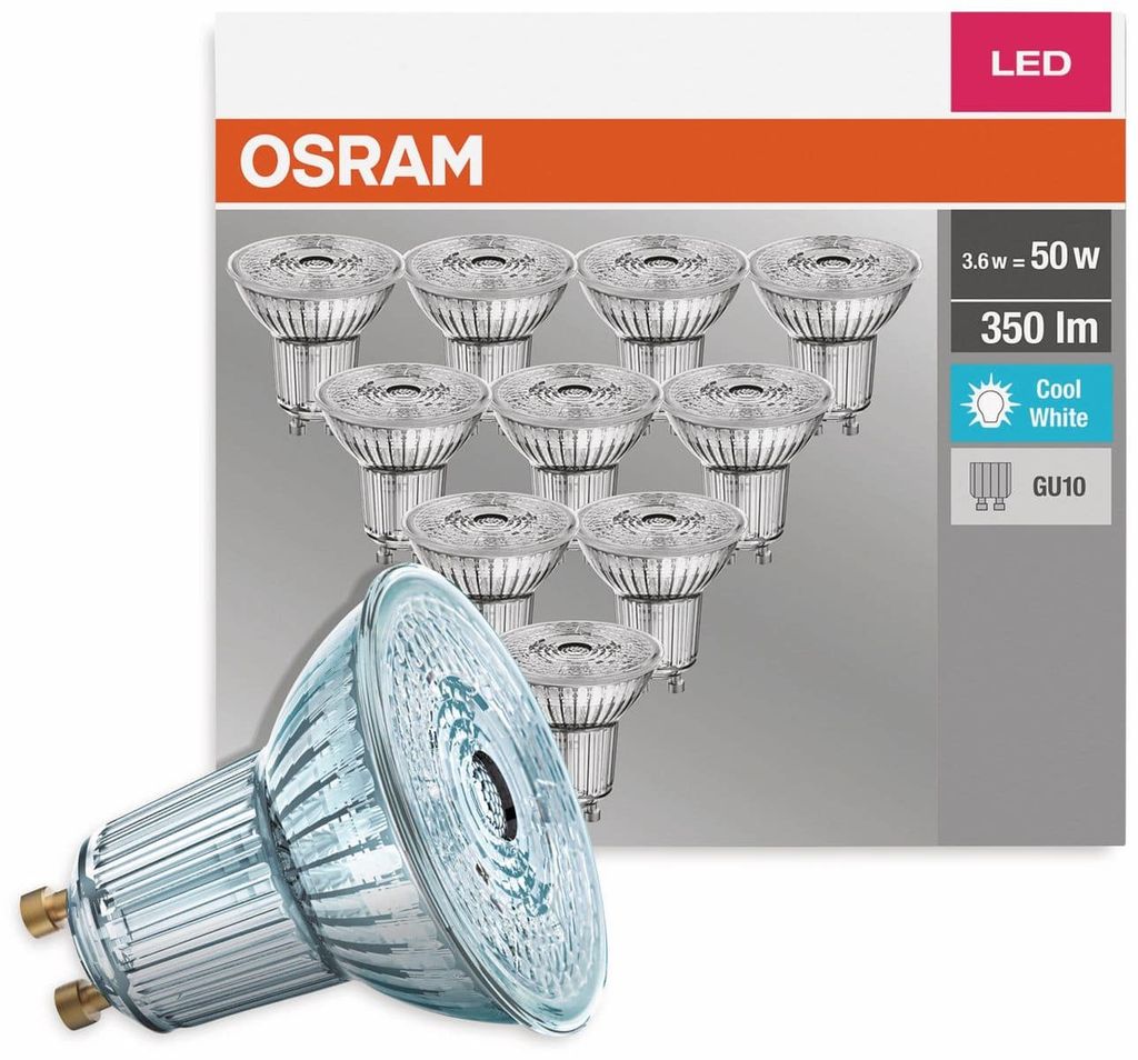 Osram PAR16 GU10 4.3W 4000K 10PACK LED-Reflektor, Sockel Produktbild 3