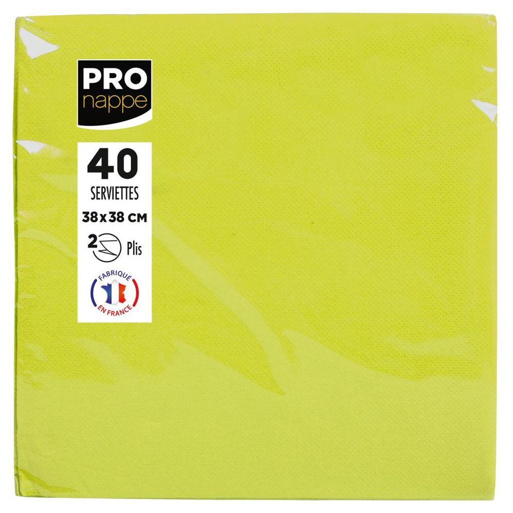 PROnappe Servietten kiwigrün 2-lagig 38.0 x 38.0 cm 40 St. Produktbild 
