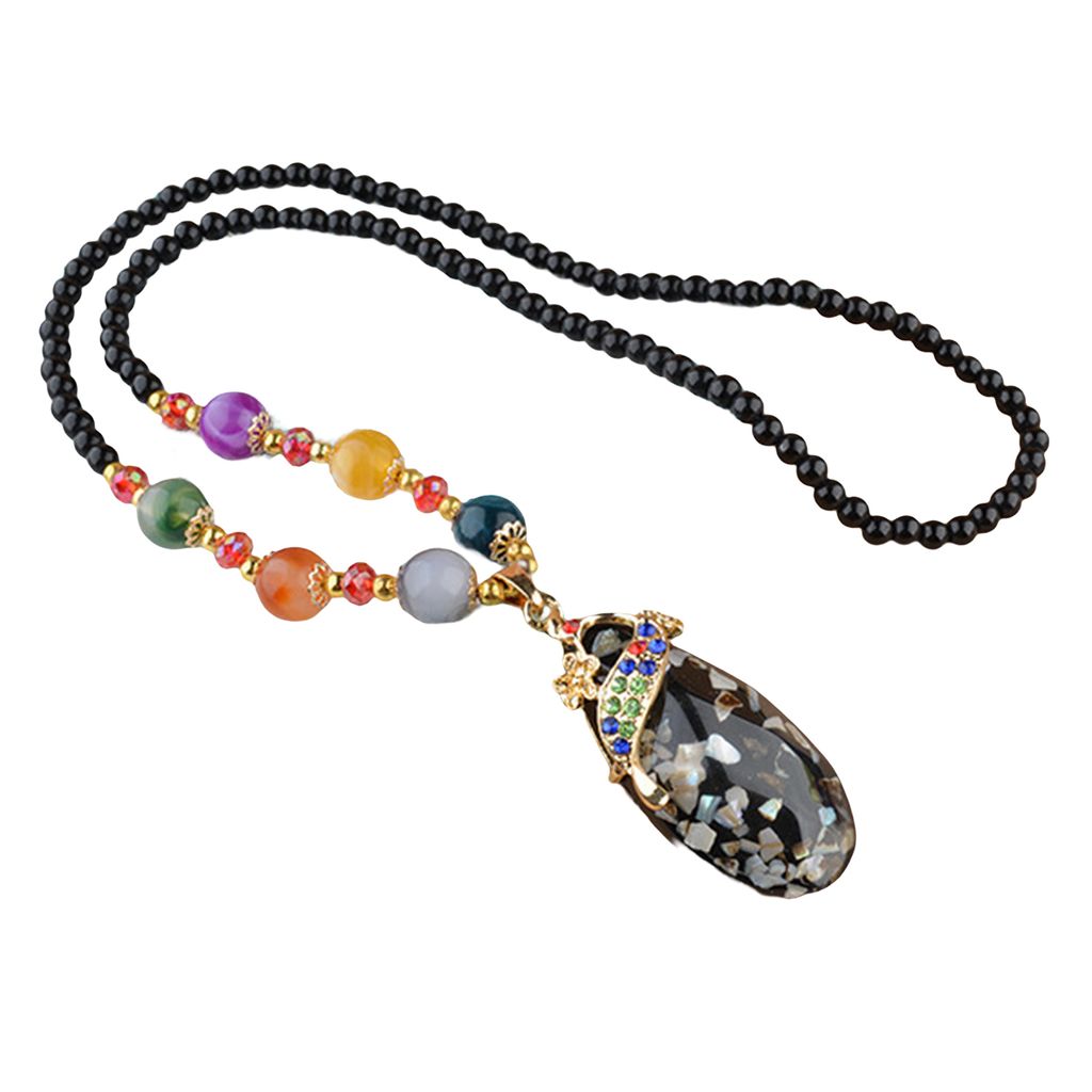 Kristall Perlenkette Mit Buddha Anhänger - Handgefertigte Yoga Halskette Glücksschmuck