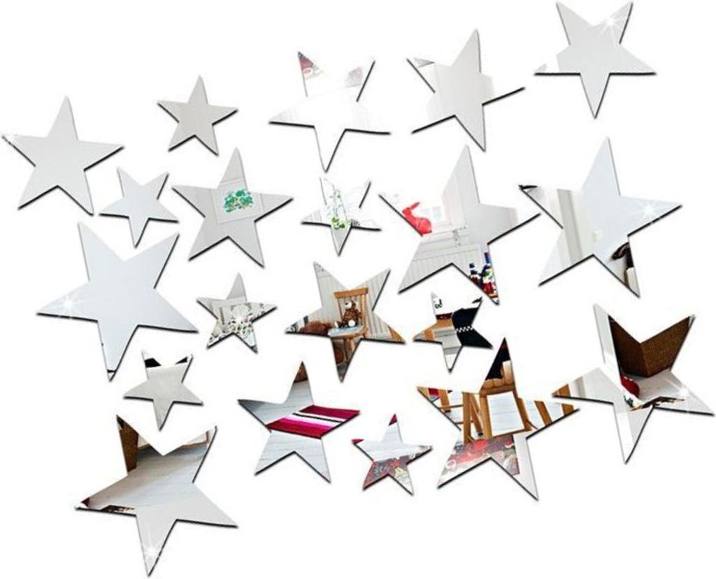 20 Teile/satz Sternform Spiegel Wandaufkleber Tapete Zuhause Schlafzimmer Deckendekor
