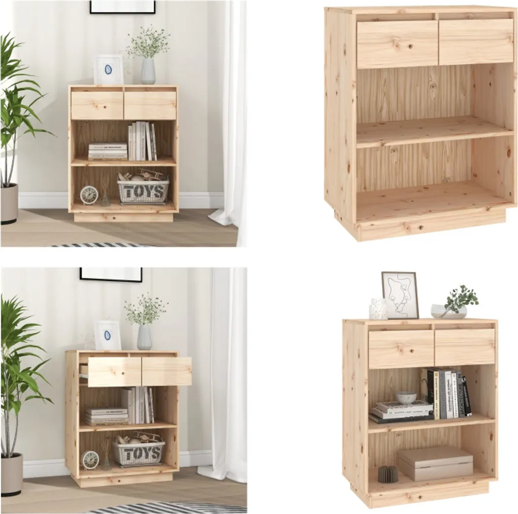vidaXL Mobiletto laterale 60x34x75 cm in pino massiccio - Mobiletto laterale - Mobiletto - Credenza