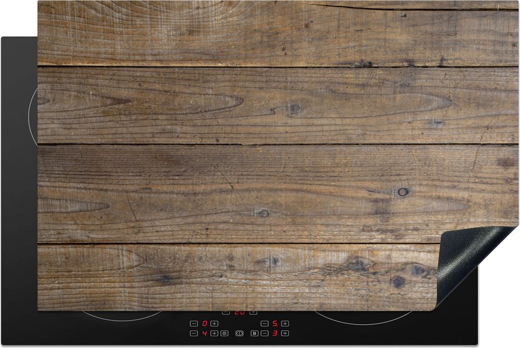 KitchenYeah Herdabdeckplatte Holzbretter mit einer besonderen Struktur , 81x52cm, Küche Deko, Glaskeramikfeld Herdabdeckung, Abdeckplatte fùr K...