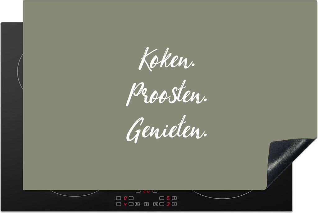 KitchenYeah Herdabdeckplatte Zitate - Sprichwörter - Kochen - Prost - Genießen - Trinken - Essen , 81x52cm, Küche Deko, Glaskeramikkochfeld He...