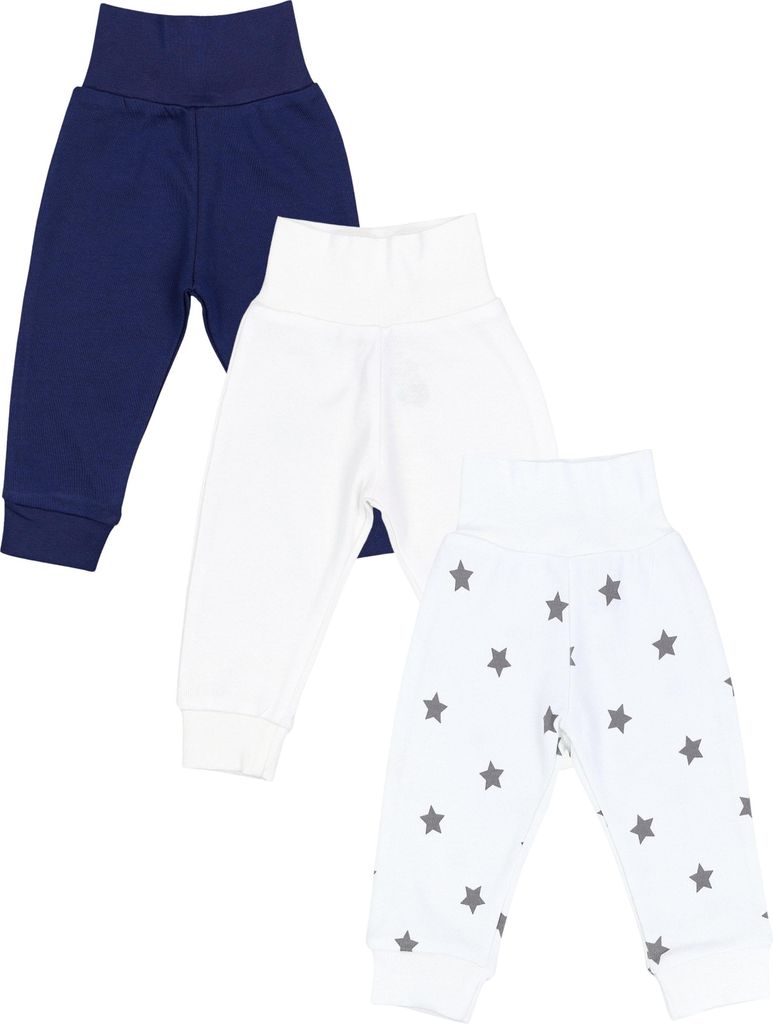TupTam Pumphose Baby Jungen 3er Pack – Bequeme Baby Hosen Jungen aus Baumwolle, , Farbe: Blau_Weiß_Sterne, Größe: 104