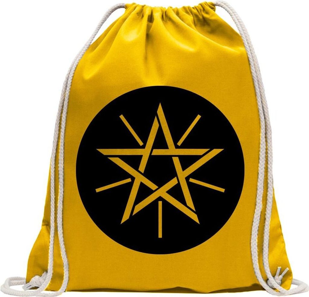Kiwistar - Turnbeutel - gelb - Äthiopien Wappen - Fun Rucksack Sport Beutel Gymsack Baumwolle mit Ziehgurt