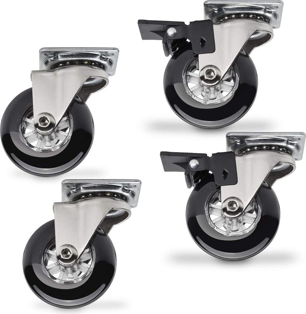 SOTECH 4er SET Möbelrollen SWIFT Ø 50 mm Lenkrolle Transportrollen schwarz 2 mit und 2 ohne Feststeller