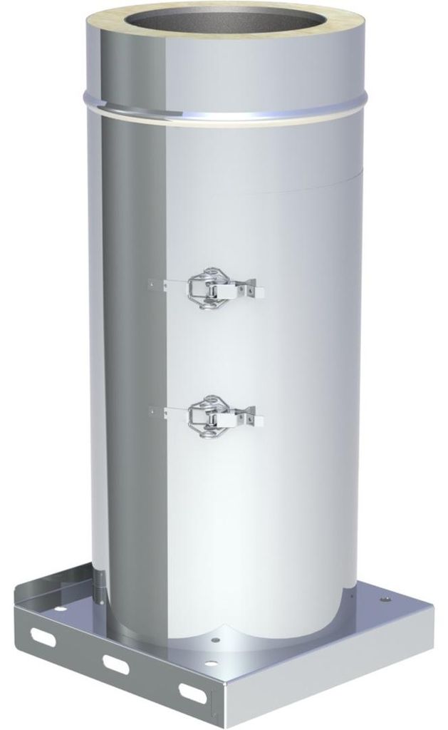 Jeremias DW-FU Ø 130 mm Revisionselement Design Plus Edelstahl mit Grundplatte Kondensatablauf Innenbereich bis 600°C