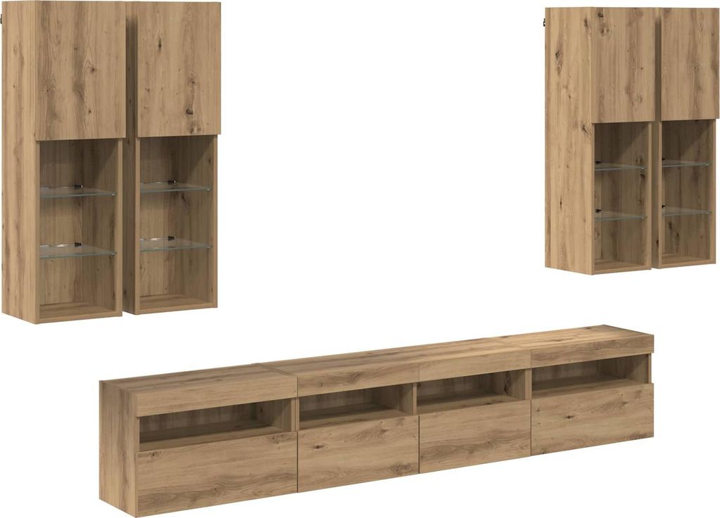 TV-Wandschrank-Set mit LED-Lichtern mit LED 7 pcs Artisan-Eiche