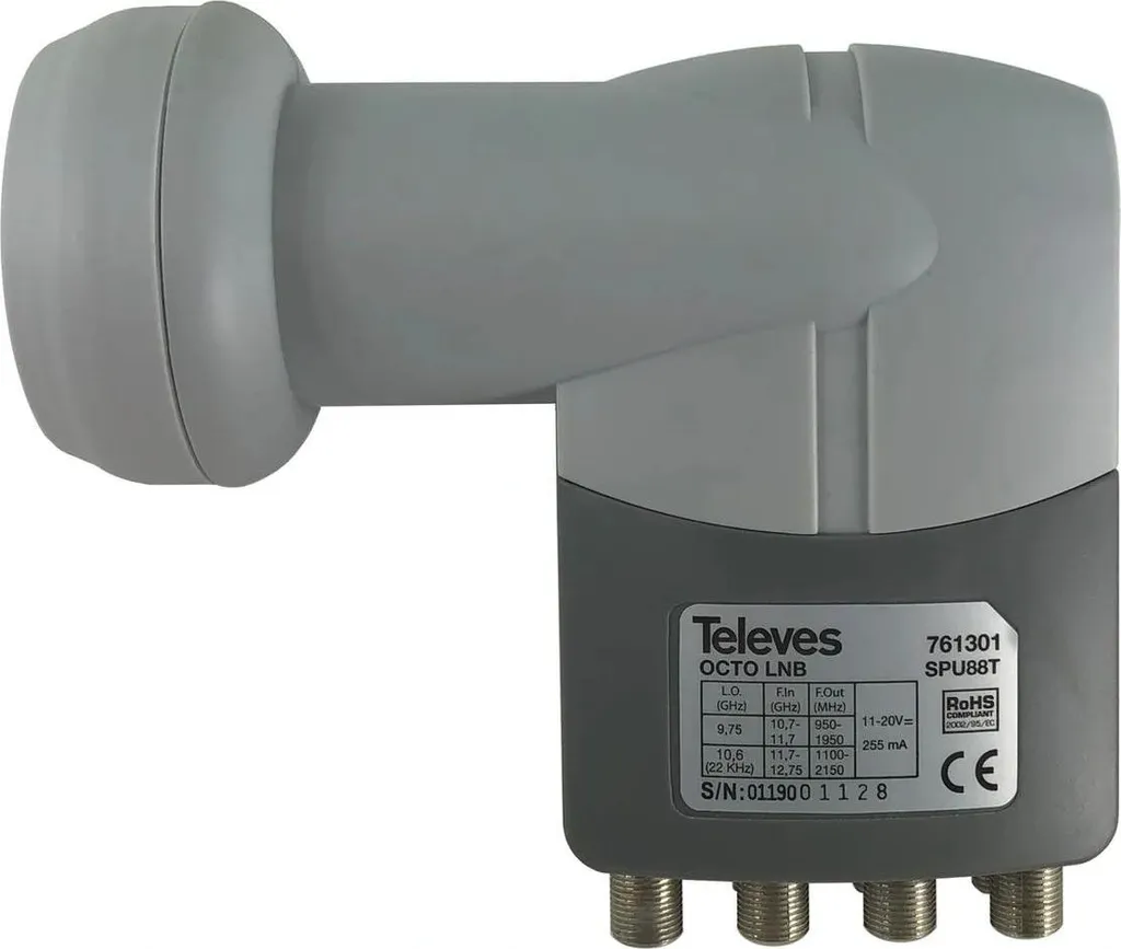 Tête de Parabole LNB Octo 8 Sorties Televes pour Réception Satellite