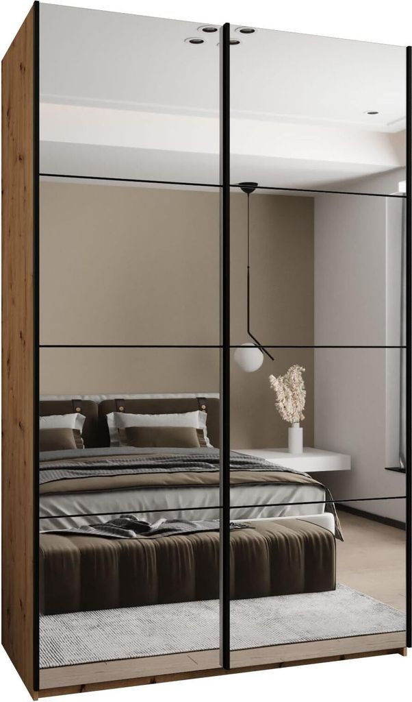MEBLE KRYSPOL LUX 2 Schrank - 245,5x150x64cm - Artisan, Schwarz, Schwarz
