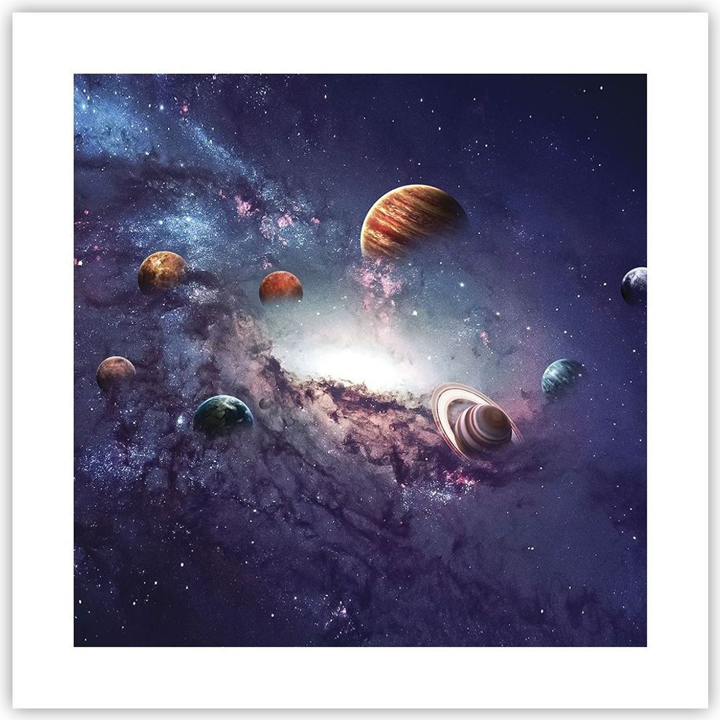 Poster - Poster ohne Rahmen - Kosmos Planeten die Sterne - 40x40 cm - Wand Bild - Wanddeko - Wandbilder - Kunstposter - Wandposter - Bilder - Kunst...
