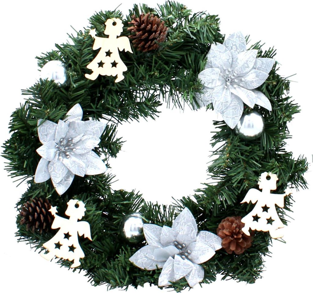Aga Weihnachtskranz 40 cm Silber