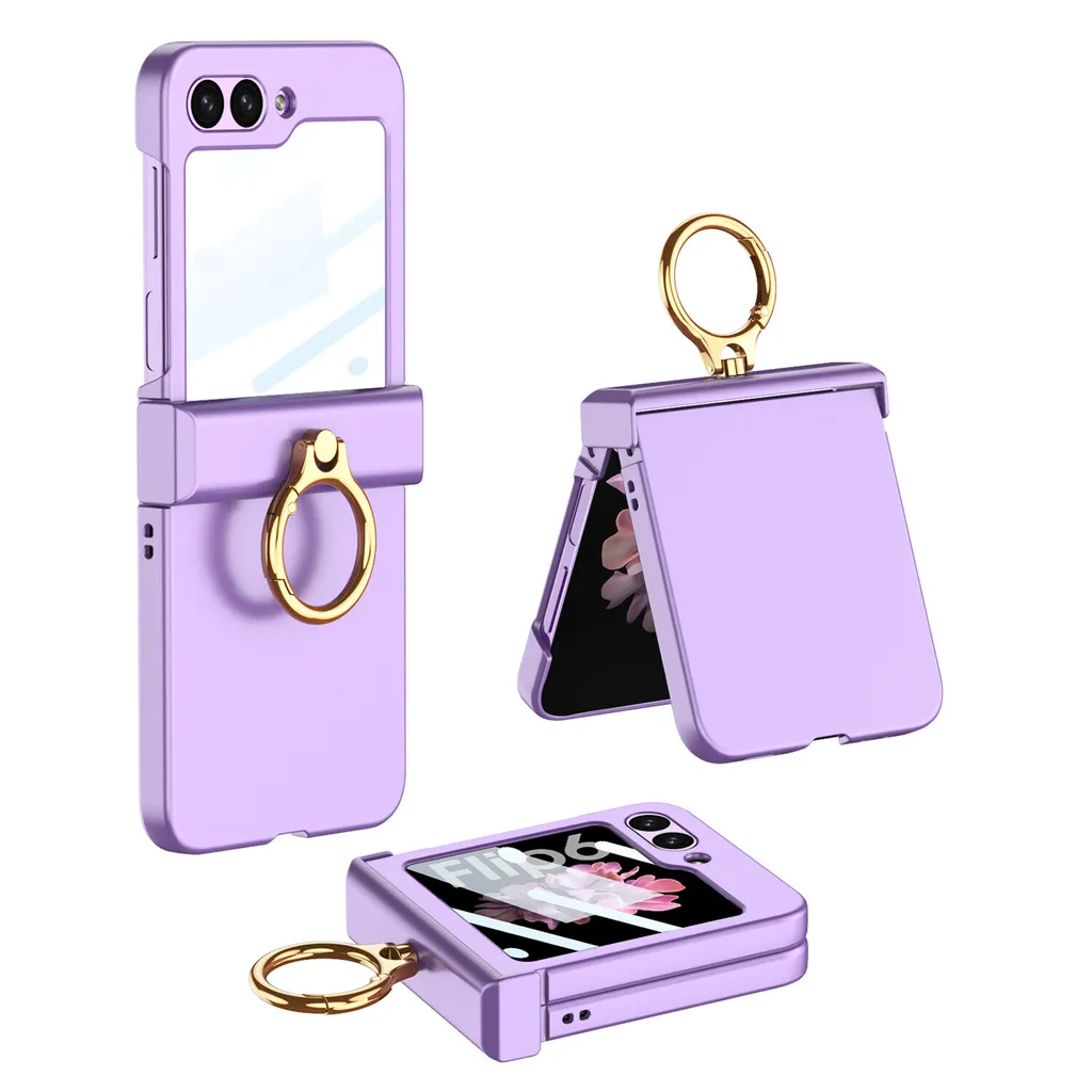Cover Viola Samsung Z Flip 7 FE / 6: Design Elegante con Anello e Vetro