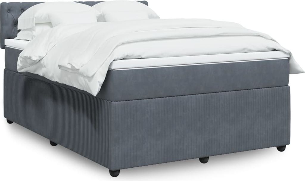 "2026 Promotion" Boxspringbett mit Matratze - Dunkelgrau - 140x190 cm - Samt - Polsterbett CC15085