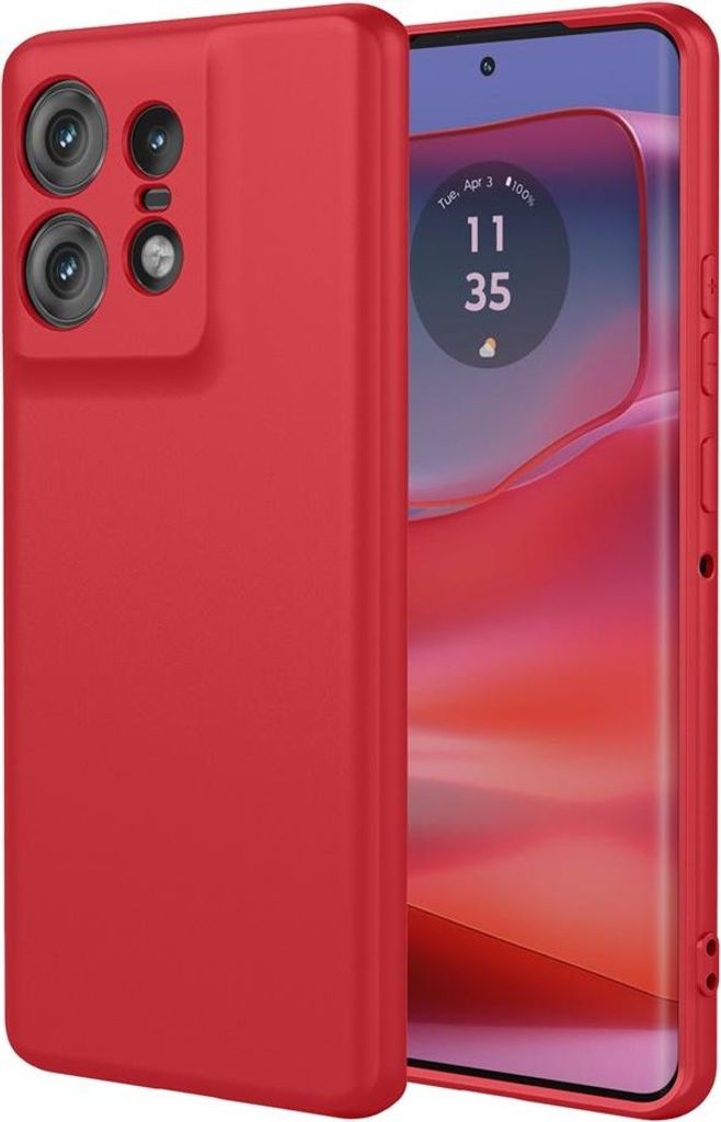 Hülle für Motorola Edge 50 Pro - Phonesta Soft Silk Silikon Back Cover - Rot