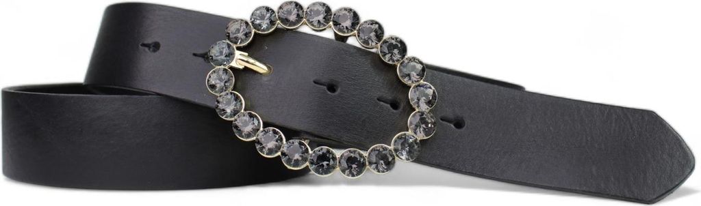 FRONHOFER Best&Timeless Damengürtel 4 cm, Schnalle mit schwarzen Strasssteinen, vegetabiles Naturleder