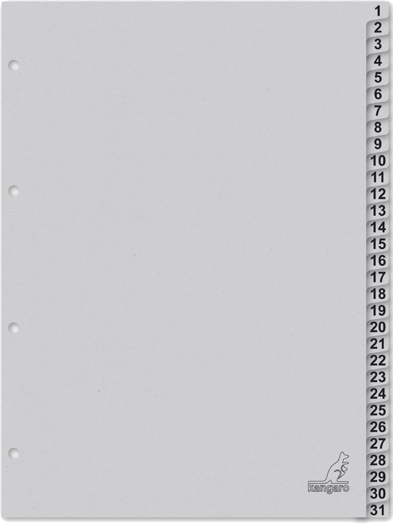 kangaro Karton-Register ECO Zahlen 1-31 DIN A4 31-teilig