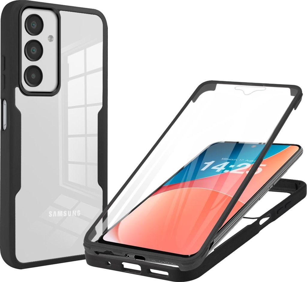 360 Grad Rundum Schutz Handyhülle für Samsung Galaxy A17 / A17 5G Full Cover Vollschutz Case Farbe: Schwarz