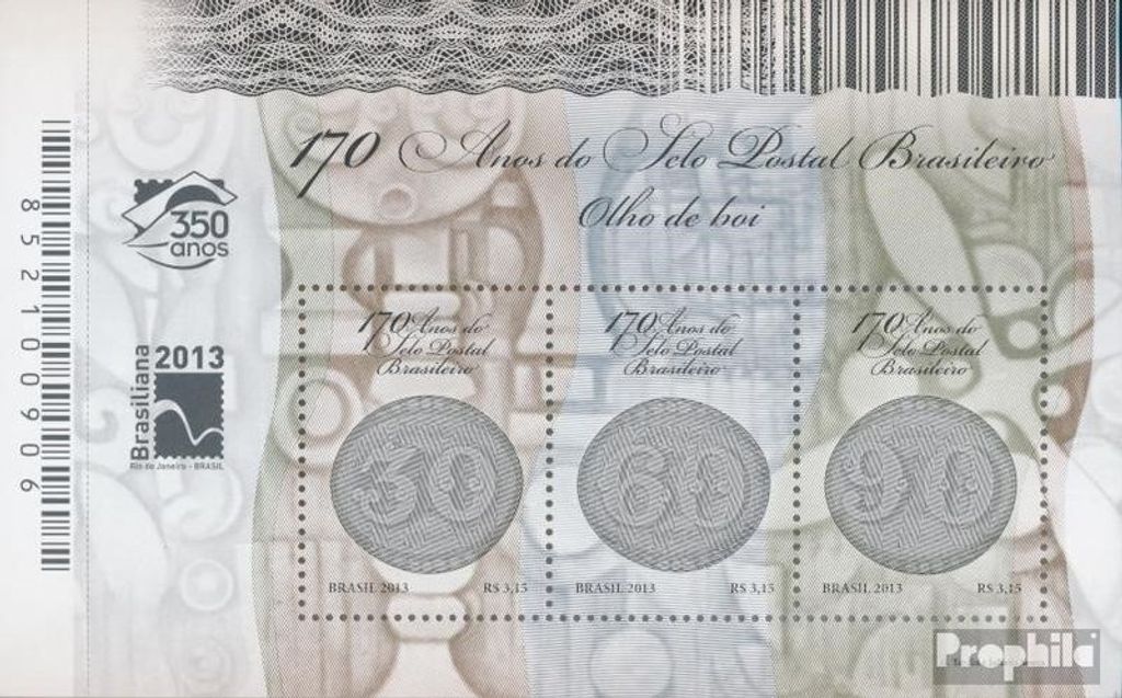 Briefmarken Brasilien 2013 Mi Block164 (kompl.Ausg.) postfrisch 350 Jahre Post