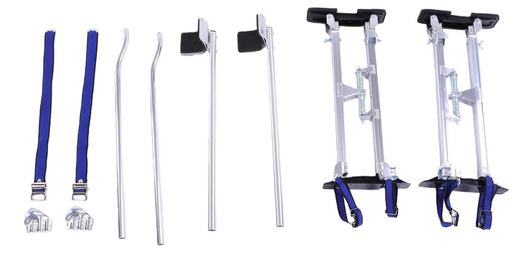 2 Pcs Drywall Stilts Adjustable Height Aluminum Work Stilts with Knee Pad for Painting Roof Ceiling Cleaning