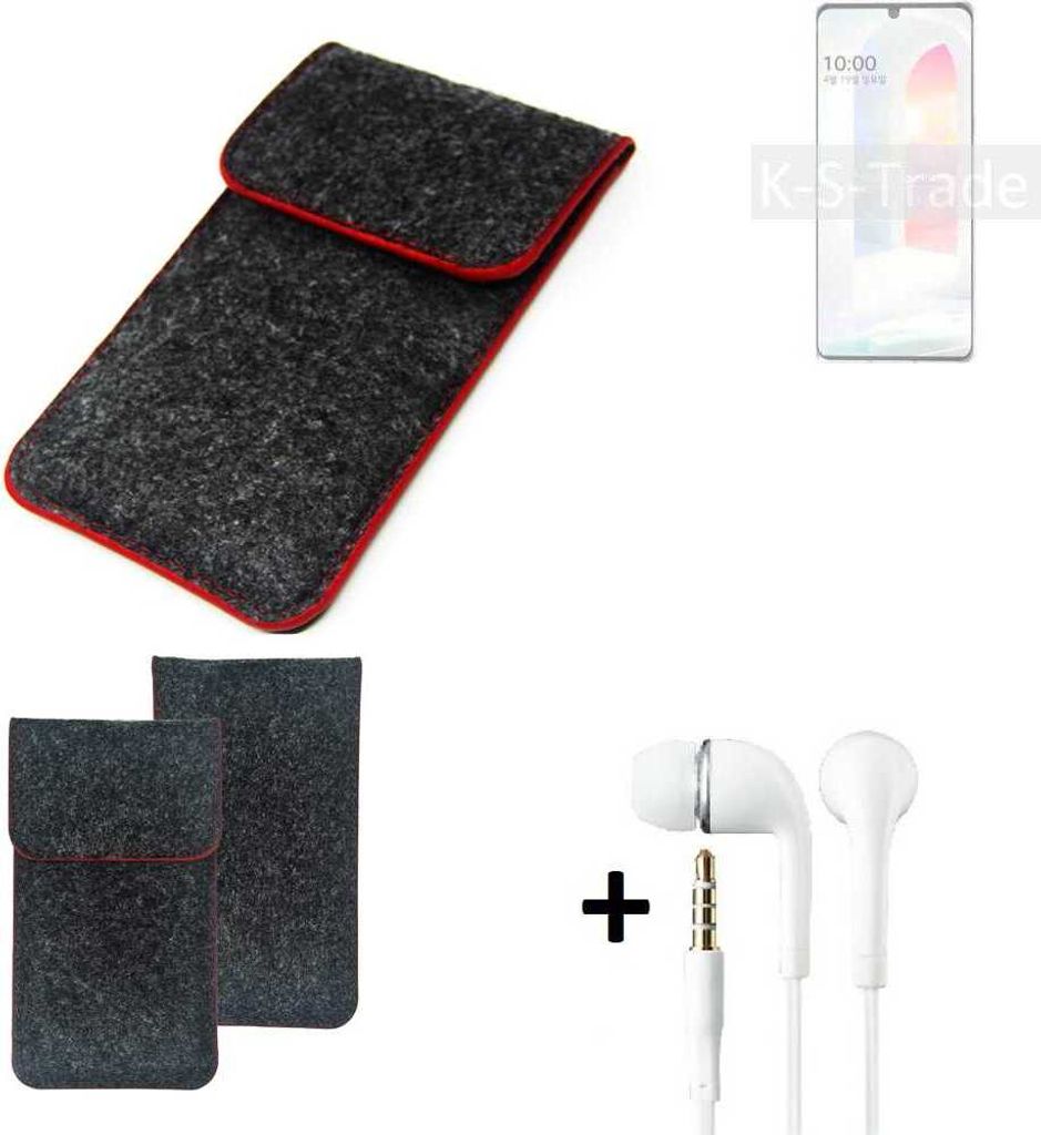 K-S-Trade Handy Schutz Hülle kompatibel mit LG Electronics Velvet Schutzhülle Handyhülle Filztasche Pouch Tasche Case Sleeve Filzhülle dunkelgrau