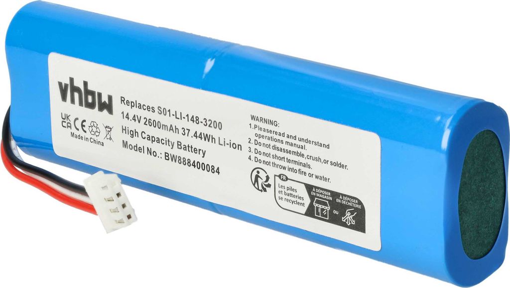vhbw Akku kompatibel mit Ecovacs Deebot N8, N8 Pro, DX55 (T5 Neo) Saugroboter (2600 mAh, 14,4 V, Li-Ion)