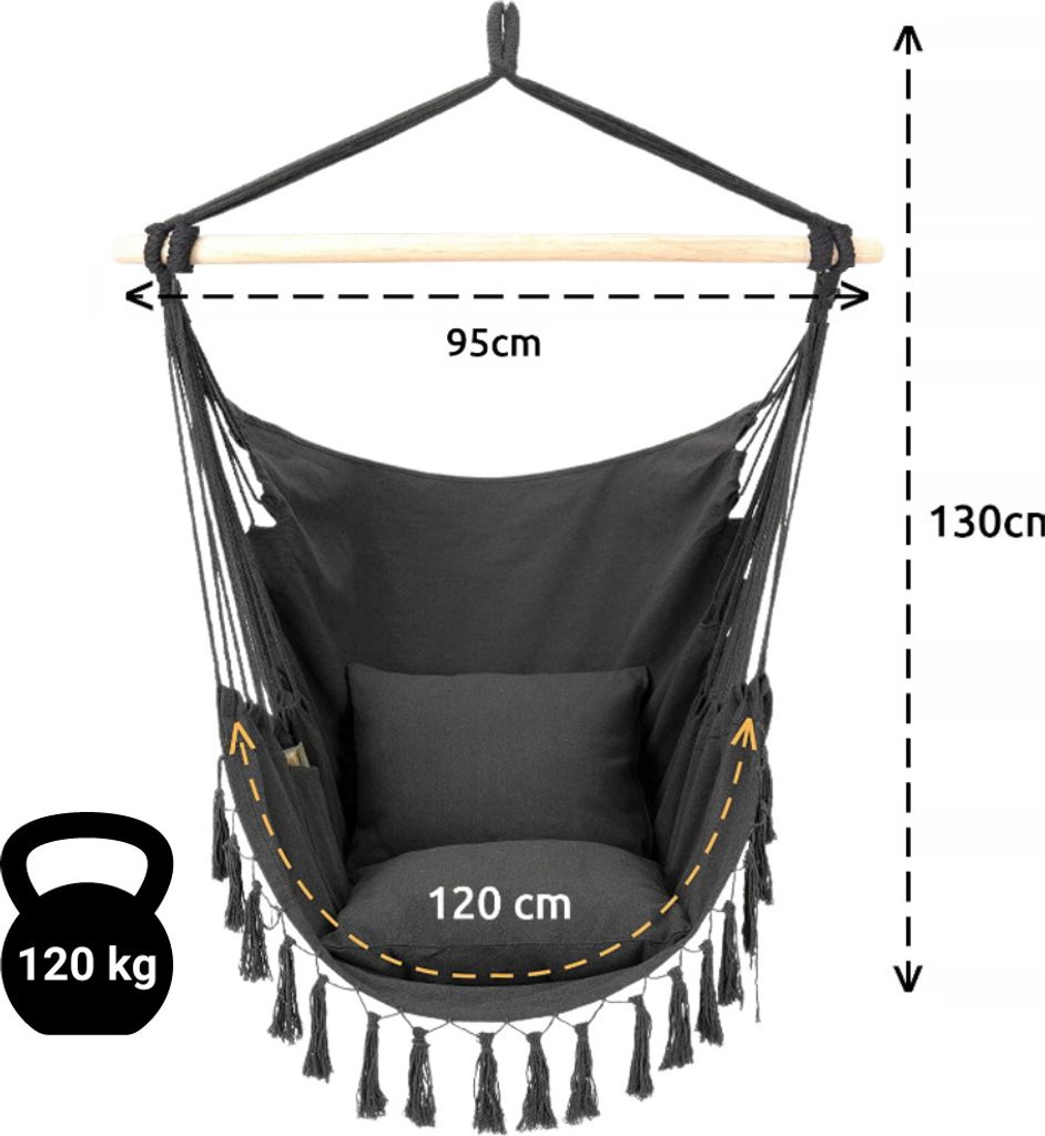 Asato Hängesessel Hellgrau aus Buchenholz und Baumwolle Schlafzimmer Wohnbereich Balkon Boho-Stil Modernes Design Brasilianischer Sessel,