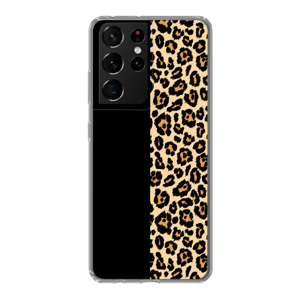 MuchoWow Handyhülle Schutzhülle Hülle für Samsung Galaxy S21 Ultra Panther Druck - Design - Tiere Silikon Softcase Handy Hülle - Mobiltelefon