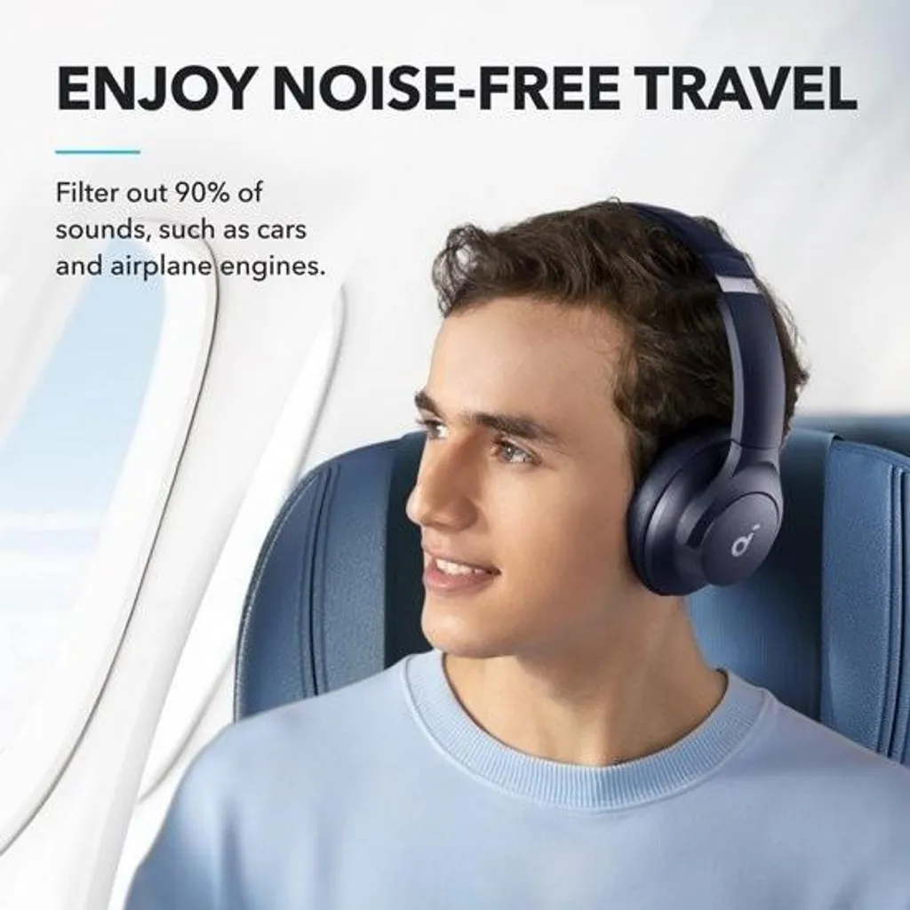 Casque audio Bluetooth bleu circum-auriculaire avec réduction de bruit active