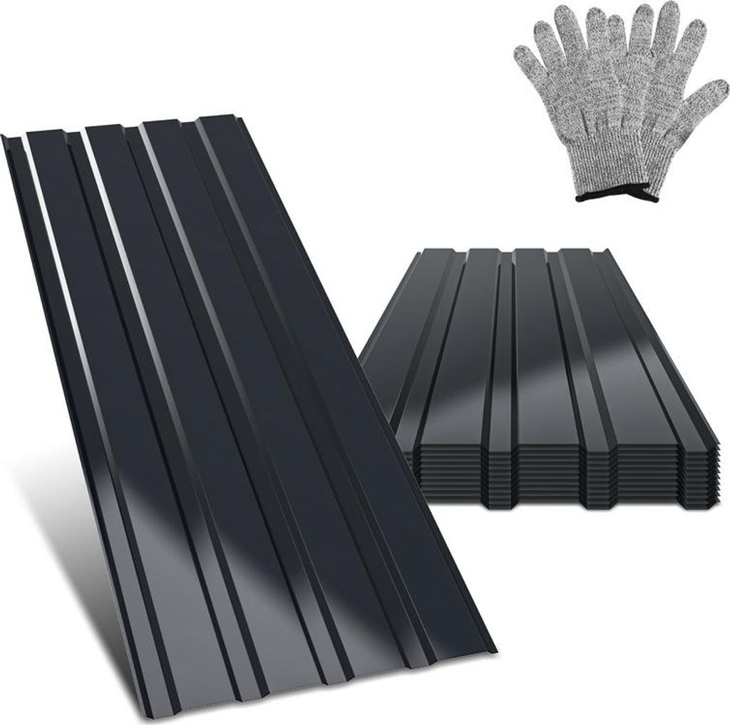 TolleTour 24xTrapezblech 115x45 cm=12 m2 Dachblech für Gerätehaus Carport Anthrazit Profilblech Dachblech Wellblech Dachplatten Wandblech Grau