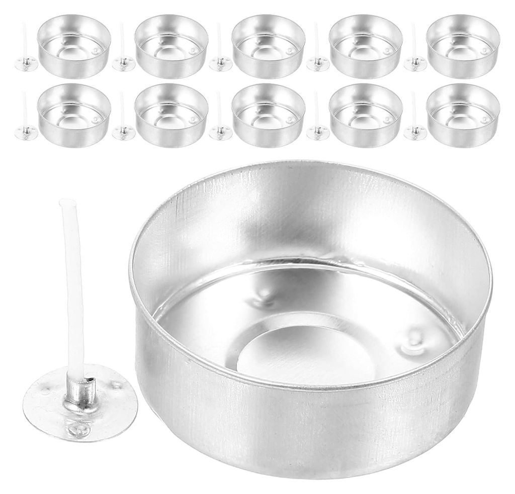 150 Stück Runde Aluminium Teelichtdosen mit Baumwoll Dochten für Kerzenherstellung und Dekoration